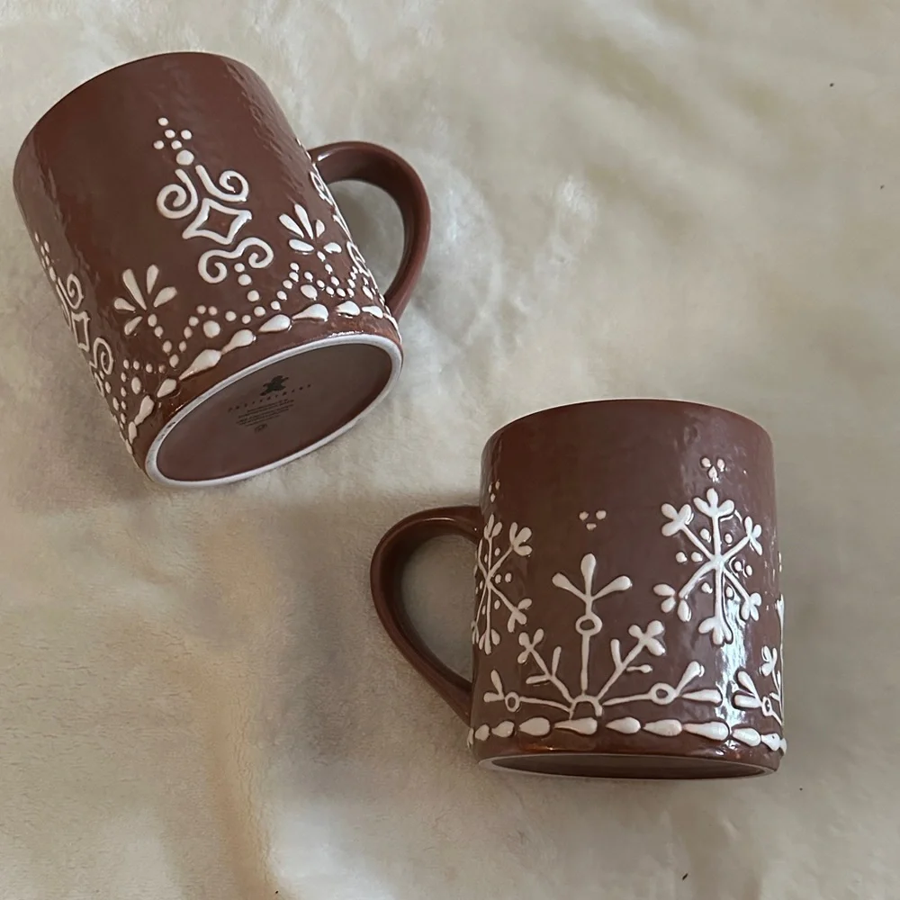 Pottery Barn Iced Gingerbread Mugs - set of 2